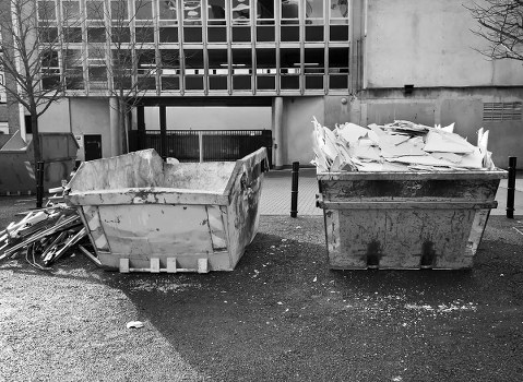 Professional rubbish removal team at work