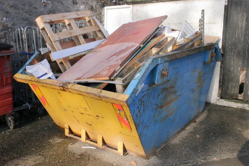 Enclosed and lockable skip in a residential area of Balham